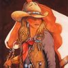 Aesthetic Cowgirl With AHat And Horse paint by numbers