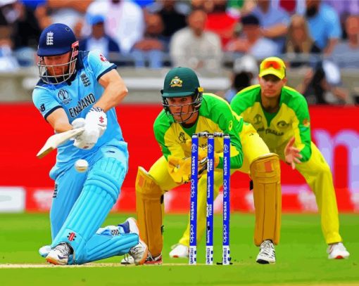 Aesthetic England Team Cricket paint by numbers