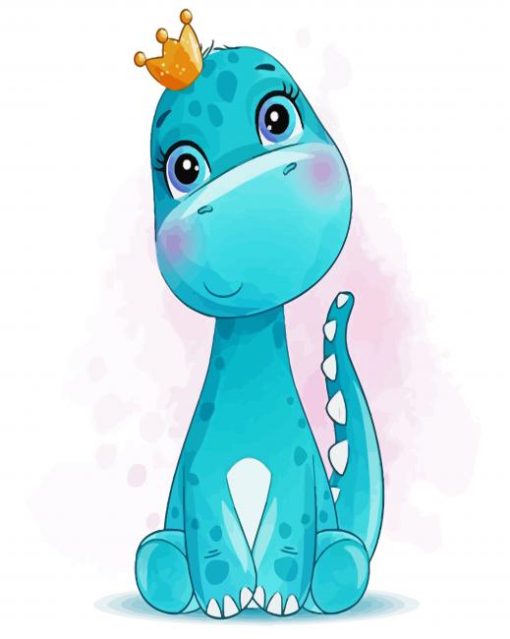 Adorable Blue Baby Dinosaur paiinit by numbers