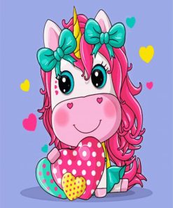 Cute Unicorn With Pink Hair paint by numbers