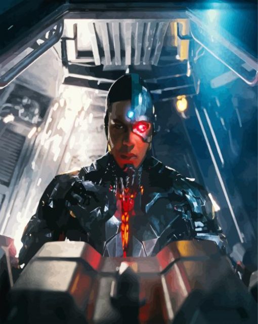 Cyborg Superhero Character paint by numbres
