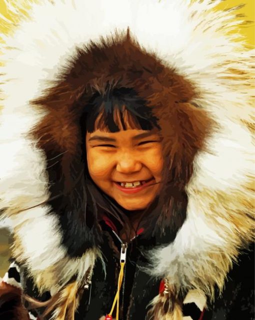 Cute Eskimo Boy paint by numbers