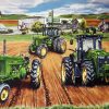 Farm Green Tractors paint by numbers