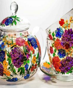 Floral Teapot And Cups paint by numbers