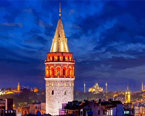 Galata TowerAt Night paint by numbers