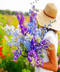 Girl With Larkspur Flowers paint by numbers