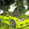 Greeen Honda Civic Car paint by numbers