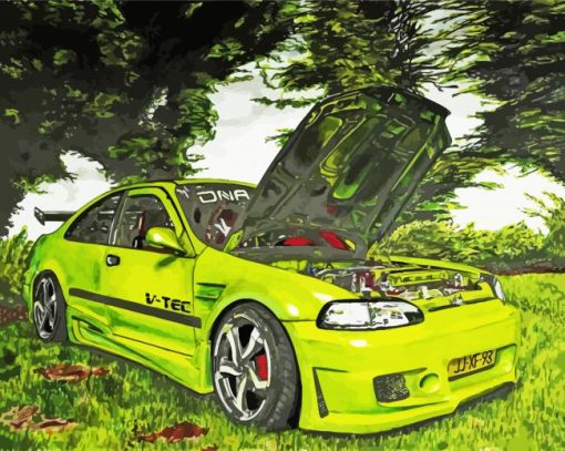 Greeen Honda Civic Car paint by numbers