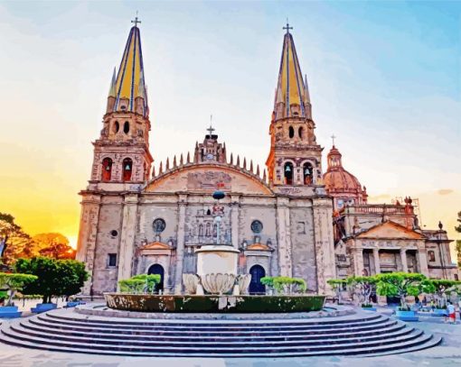 Guadalajara Cathedral paint by numbers