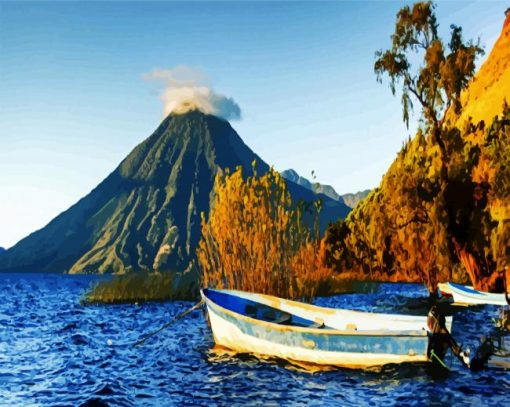 Guatemala Lake Atitlan Landscape paint by numbers