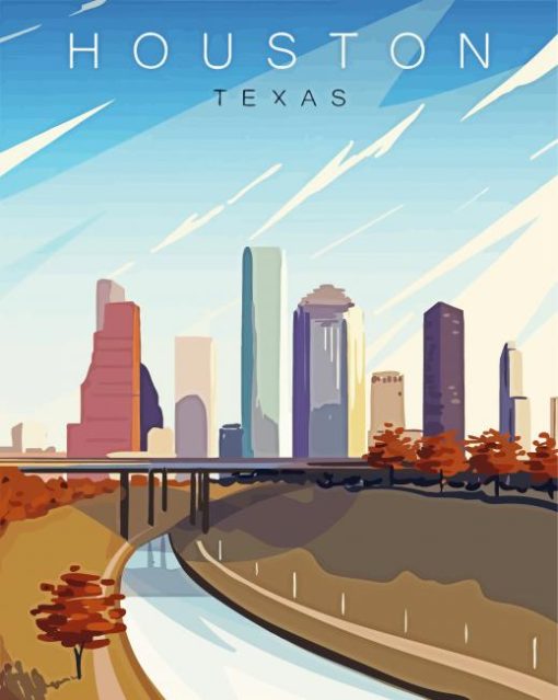 Houston Texas Poster paint by numbers