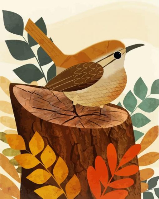Illustration Wren Bird paint by number