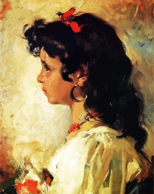 Beautiful Italian Girl Portrait paint by numbers
