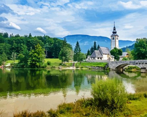 Lake Bohinj paint by numbers