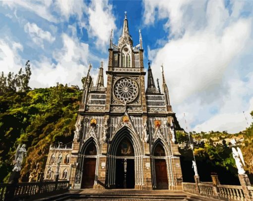 Aesthetic Las Lajas Sanctuary paint by numbers