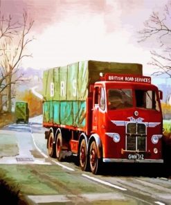 Red Lorry Truck On The Road paint by numbers