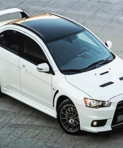 White Mitsubishi Lancer Sport Car paint by numbers