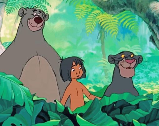 Mowgli And Bageera And Baloo paint by numbers