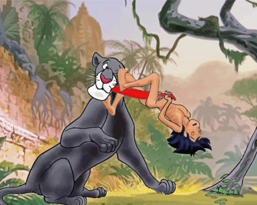 Mowgli And Bageera Anime paint by numbers