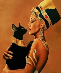 Queen Nefertiti And Her Black Cat paint by numbers