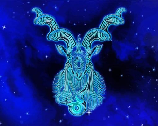 Neon Blue Capricron Zodiac paint by numbers