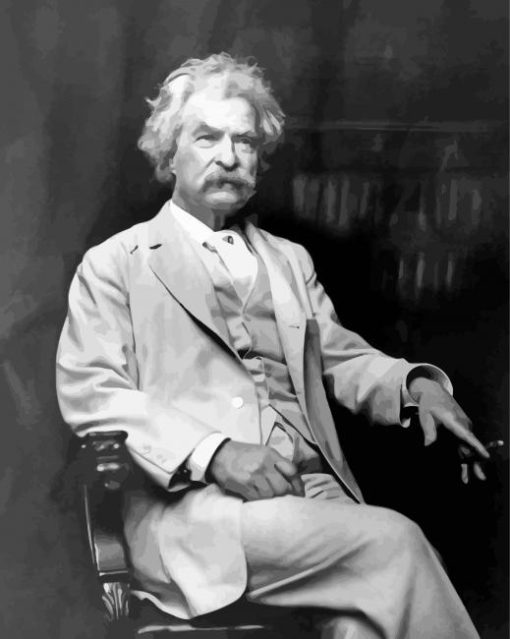 Black And White Old Mark Twain paint by numbers