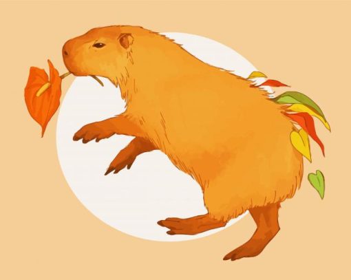 Orange Capybara Animal paint by numbers