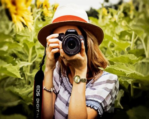 Photographer Girl With Camera paint by numbers