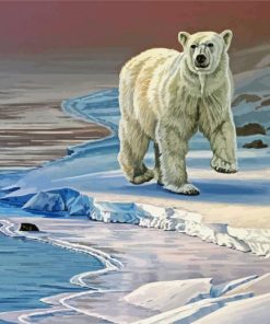 Polar Bear In Snow paint by number