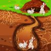 Cute White Rabbits In Burrow paint by numbers