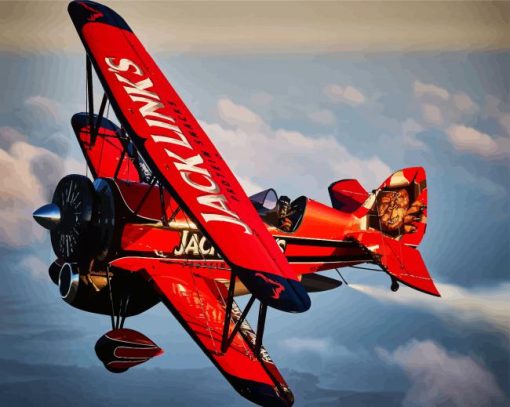 Aesthetic Red Biplane paint by numbers