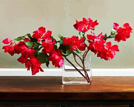 Adorable Red Bougainvilea paint by numbers