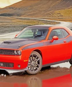 Red Dodge Challenger Car paint by number