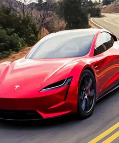 Red Tesla paint by numbers