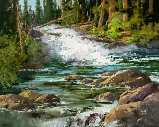 Rocks Creek Waterfall paint by numbers