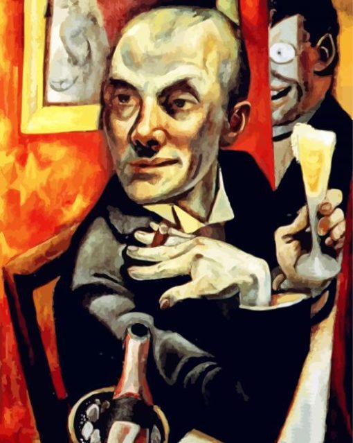Self Portrait With Champagne Glass By Beckmann paint by numbers