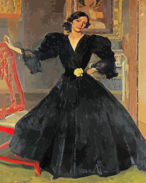 Senora De sorolla In Black paint by numbers