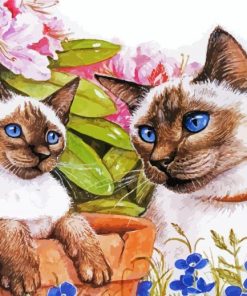 Two Adorable Siamese Cats paint by numbers