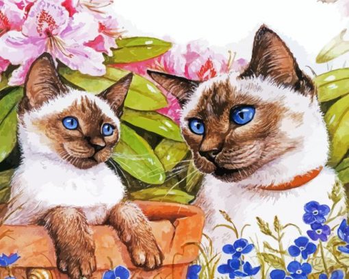 Two Adorable Siamese Cats paint by numbers