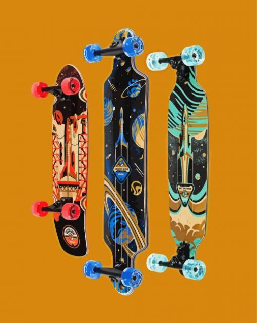 Skate Longboards Art paint by numbers