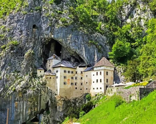 Slovenia Predjama Castle paint by numbers