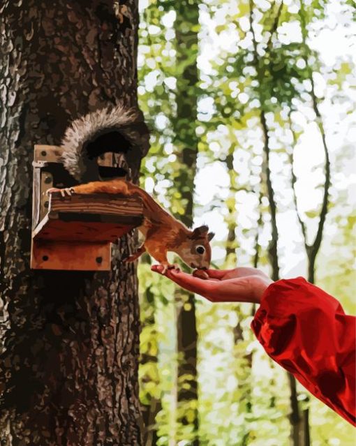 Squirrel On Tree paint by numbers