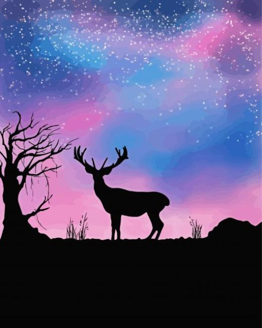 Stag Animal Silhouette paint by numbers