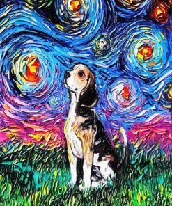 Stary Night Beagle Dog paint by numbers