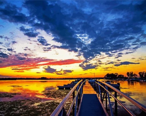 Sunset And The Dock paint by numbers