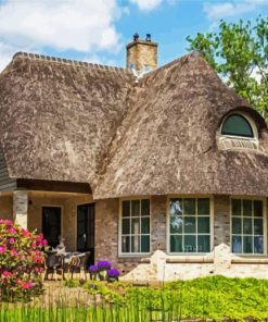 Thatched Cottage Building paint by numbers