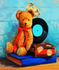 The Teddy Bear With Red Scarf paint by numbers