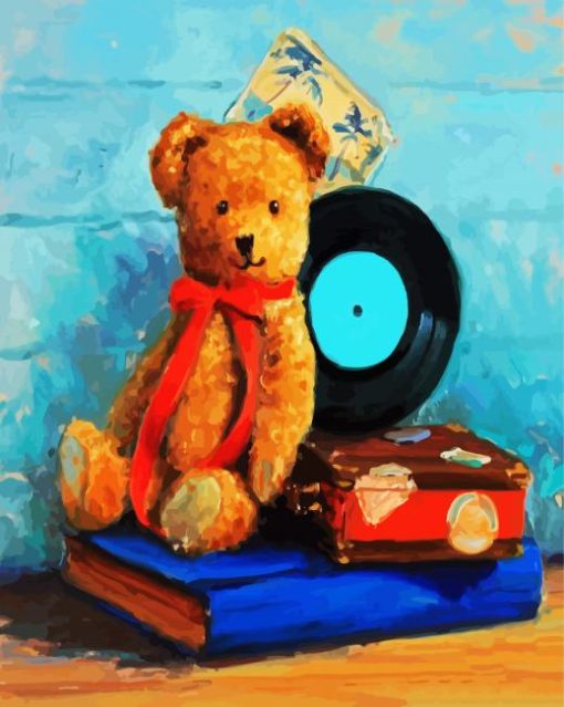 The Teddy Bear With Red Scarf paint by numbers