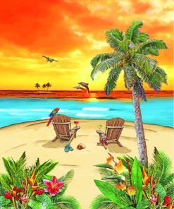 Tropical Caribbean Island Art paint by number