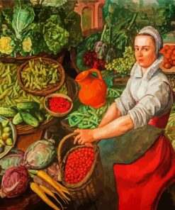 Woman Selling Veggies paint by numbers